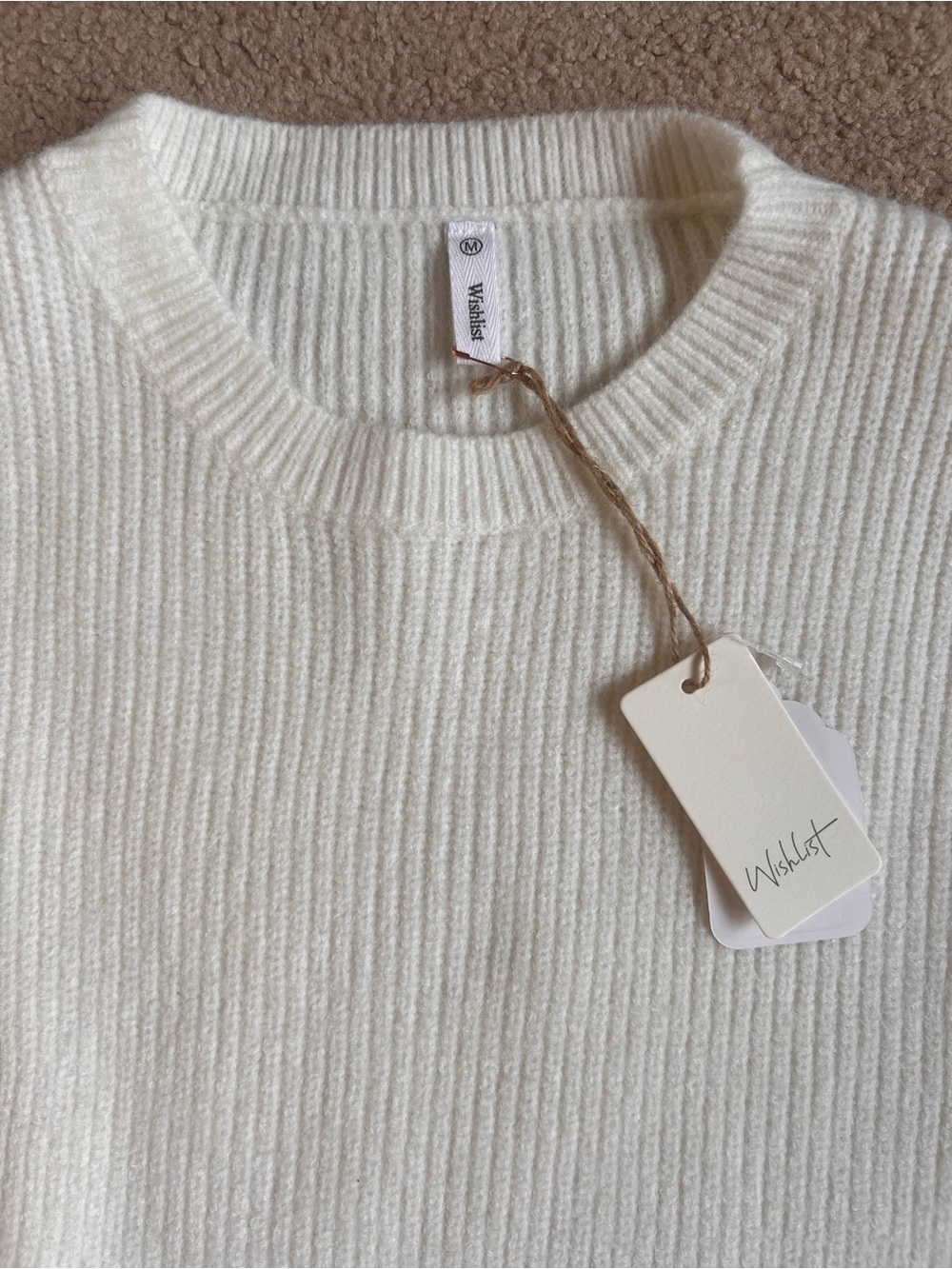 White Ribbed Sweater - Picture 3 of 4